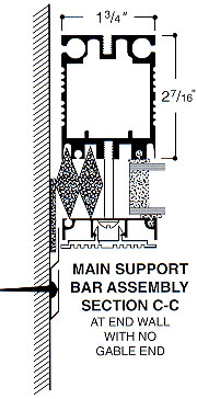 main support bar assembly at end wall with no gable end